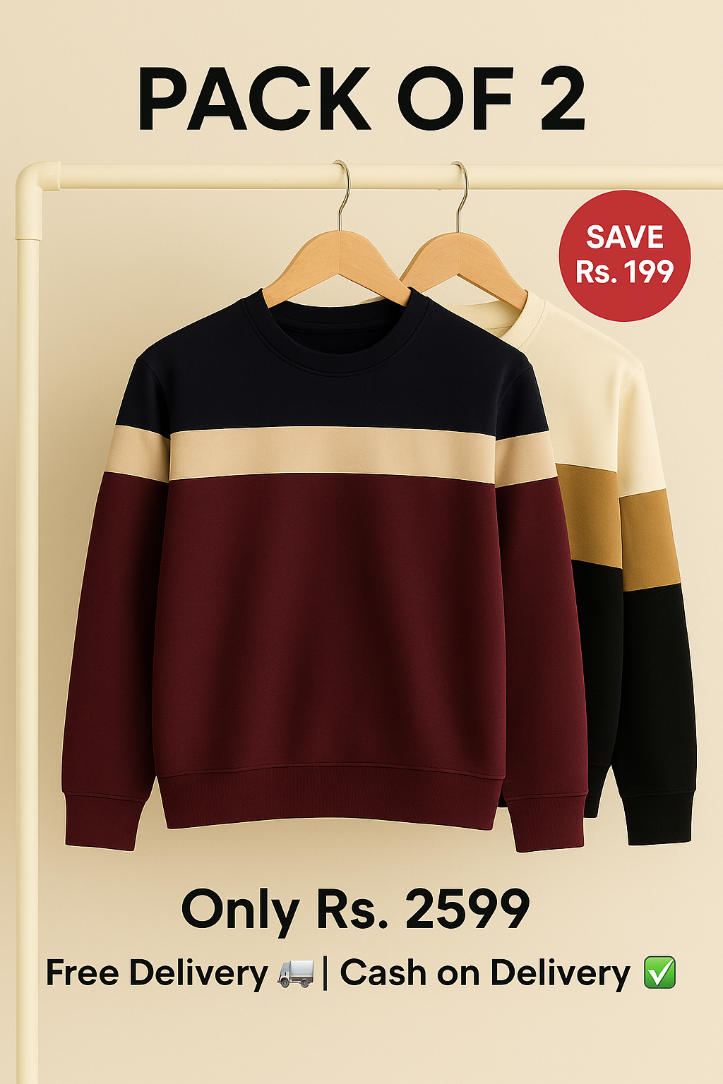 Pack of 2 Sweatshirts – Rs. 2599 ❄