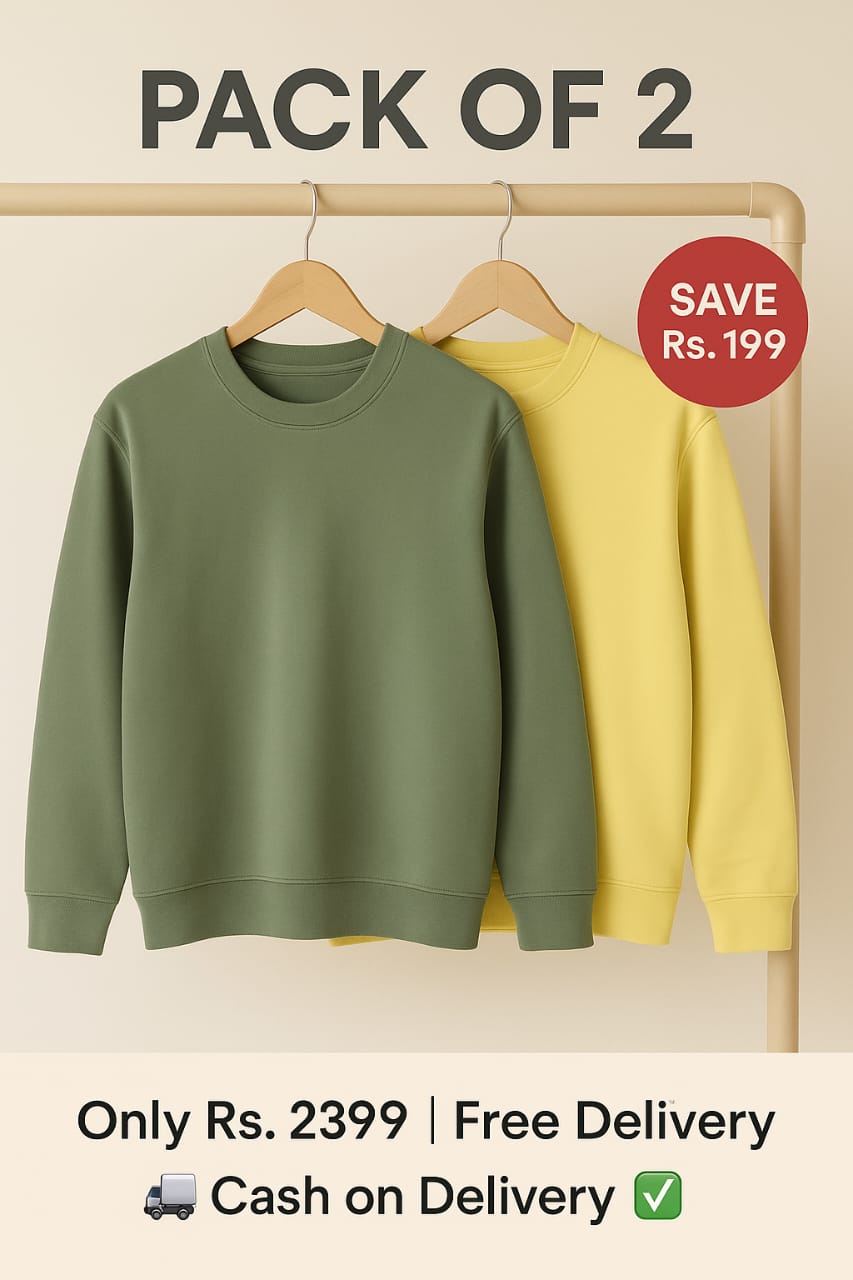 Pack of 2 Sweatshirt (Green + Lime Yellow) – Rs. 2399