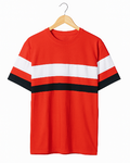 "Men's Color Block Crew Neck T-Shirt - Red, White & Black"