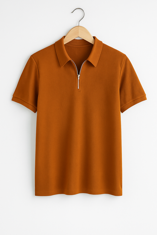 "Men’s Slim Fit Zipper Polo T-Shirt '