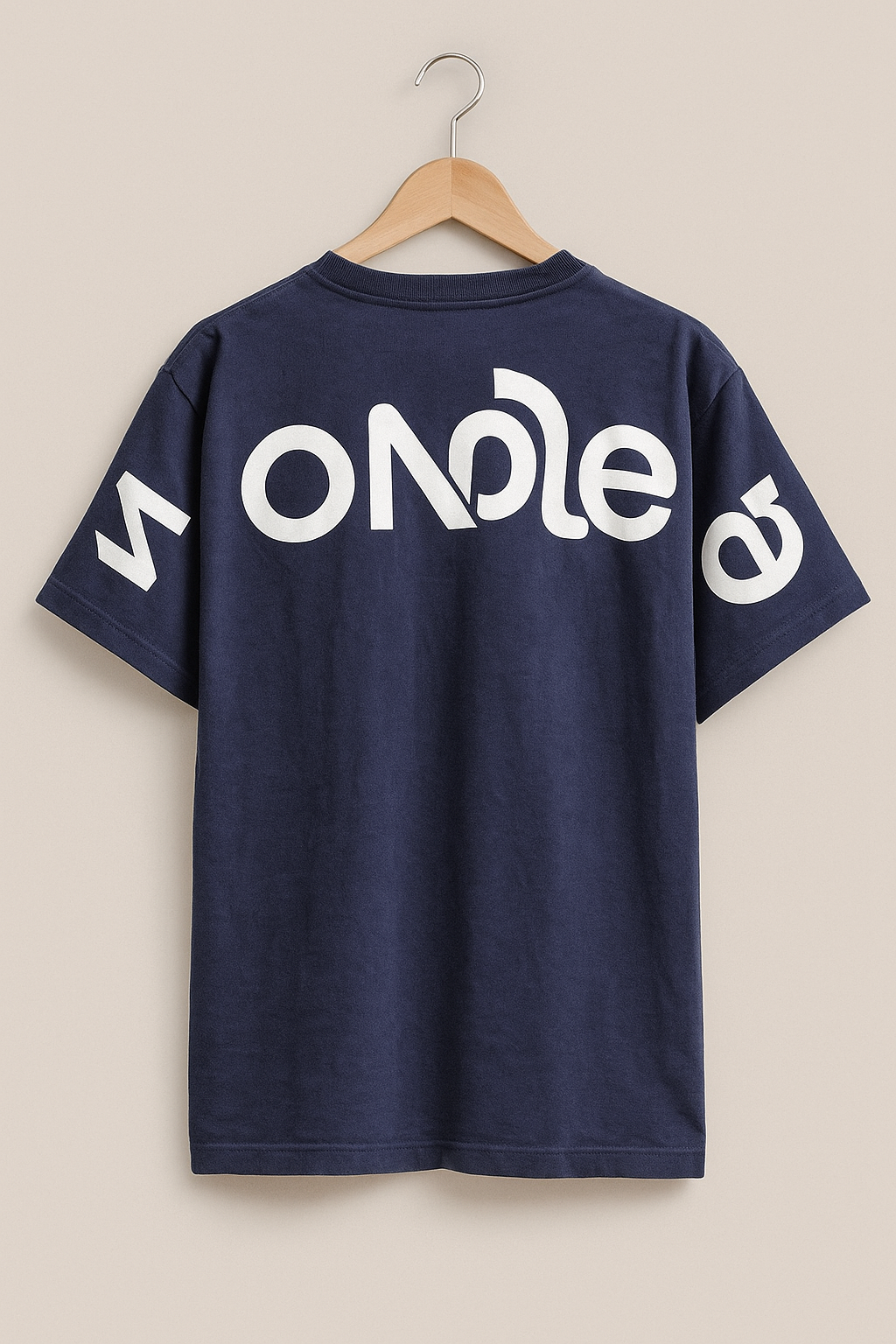 Navy Blue Minimal Print T-Shirt