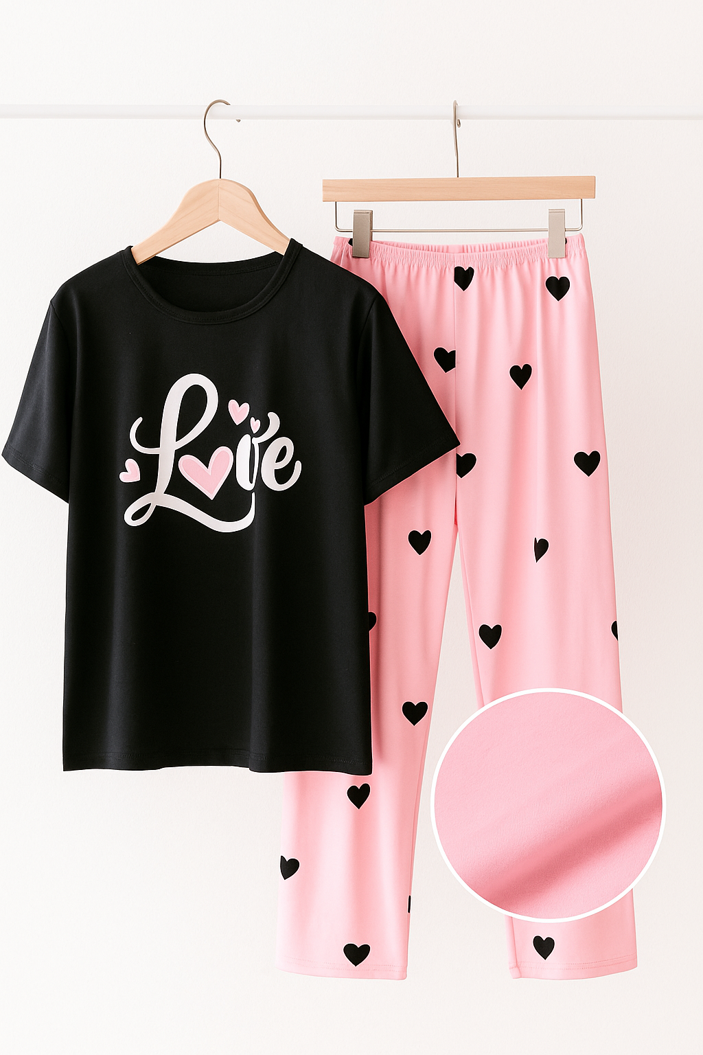Black “Love” Print Pajama Set