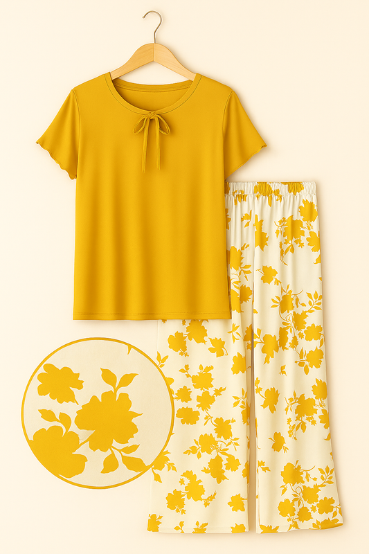 Floral Mustard Nightsuit