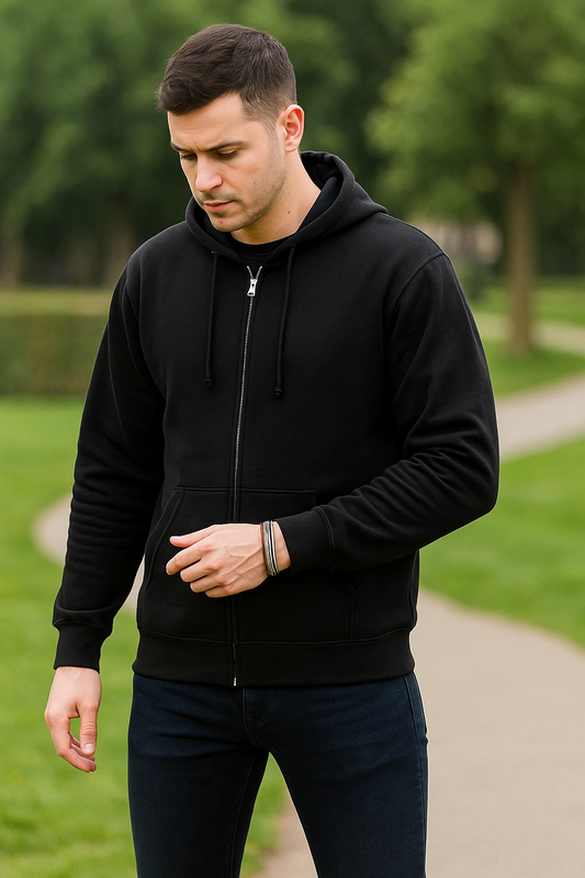 Classic Black Zipper Hoodie