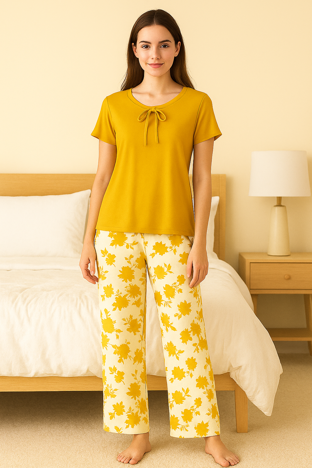 Floral Mustard Nightsuit