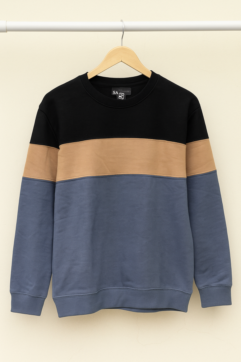 Colorblock Sweatshirt – Black, Brown & Blue