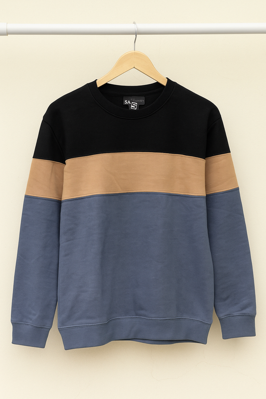 Colorblock Sweatshirt – Black, Brown & Blue