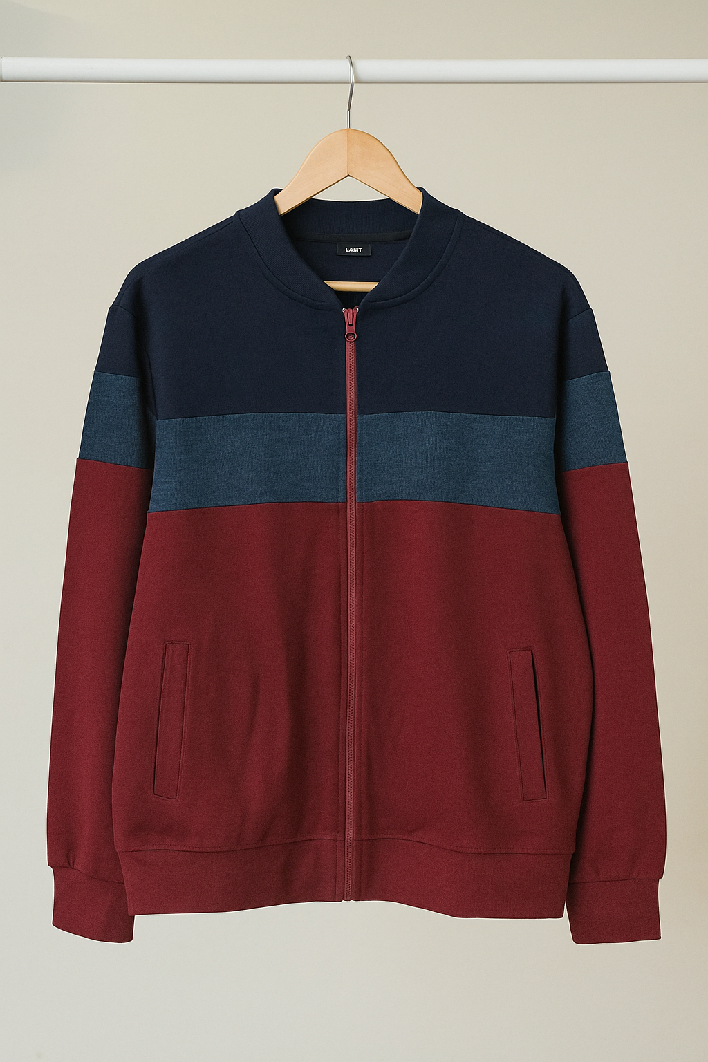 Men’s Colorblock Zip-Up Casual  Sweetshirt