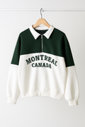 Montreal Canada Half Zip Fleece Sweatshirt – Green & White | Winter Collection