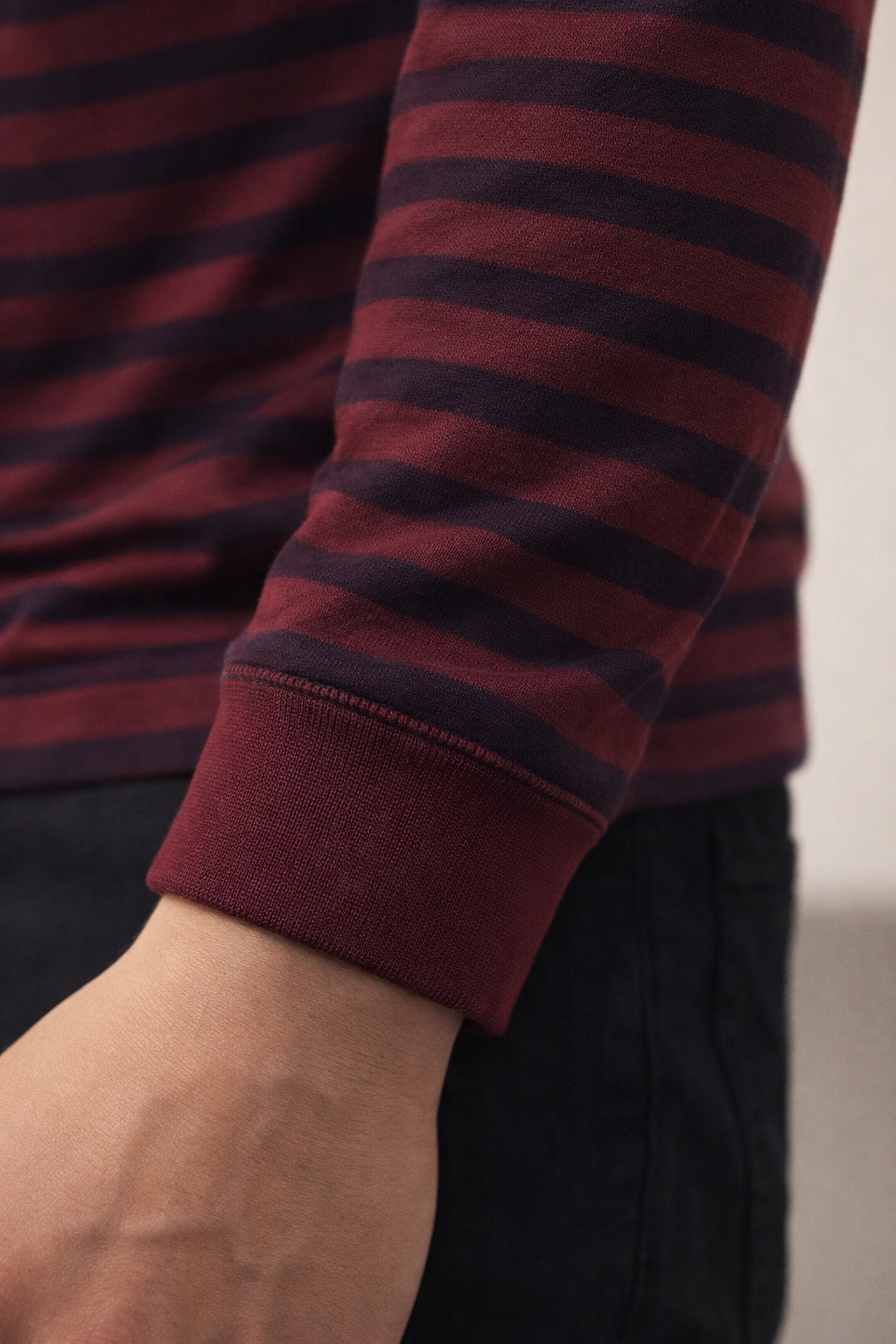 Men’s Maroon Striped Quarter Zip Polo – Premium Smart Casual Wear