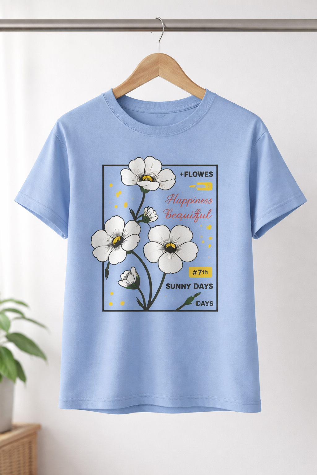 Sunny Days Floral Sky Blue T-Shirt