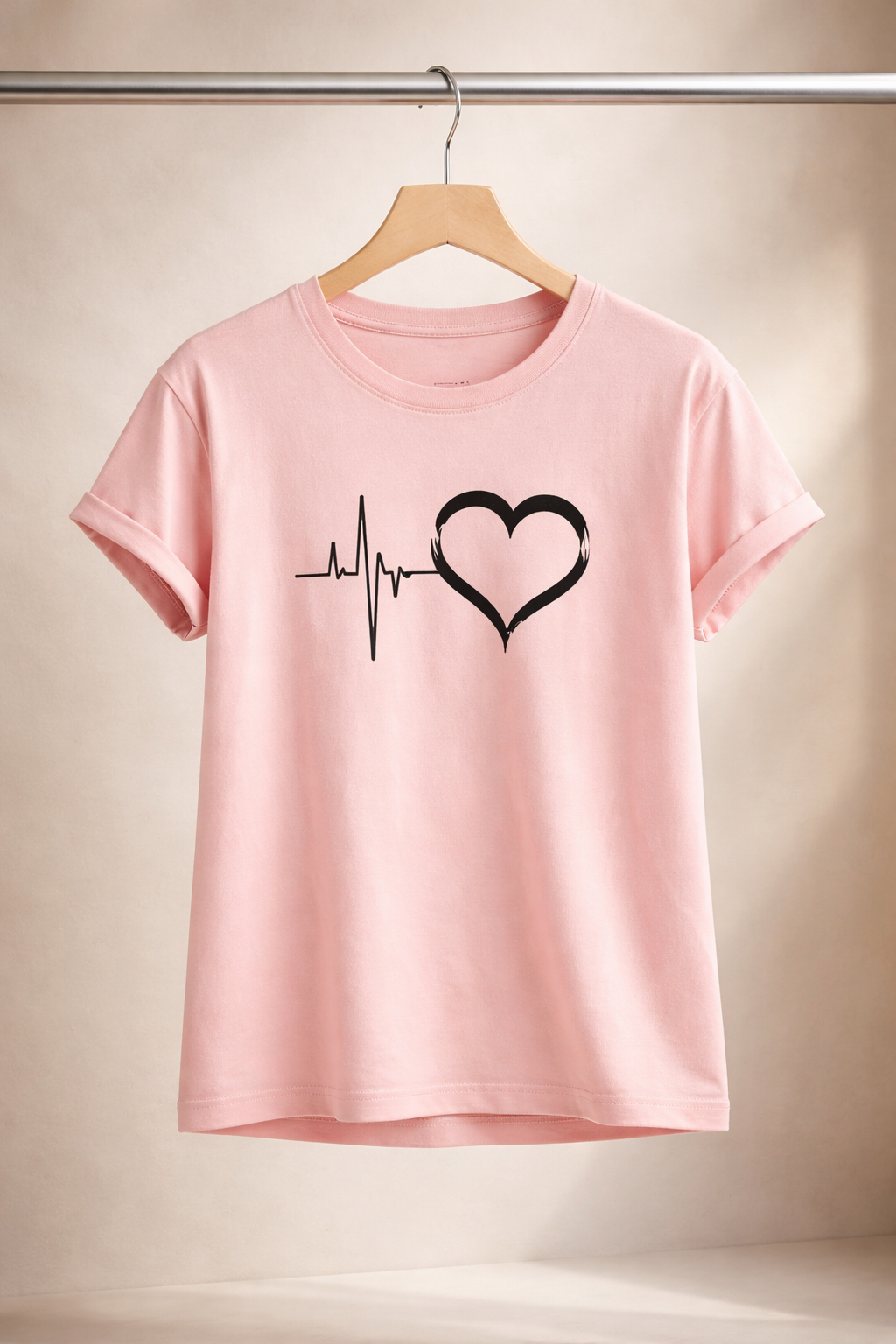 Heartbeat Love Baby Pink T-Shirt