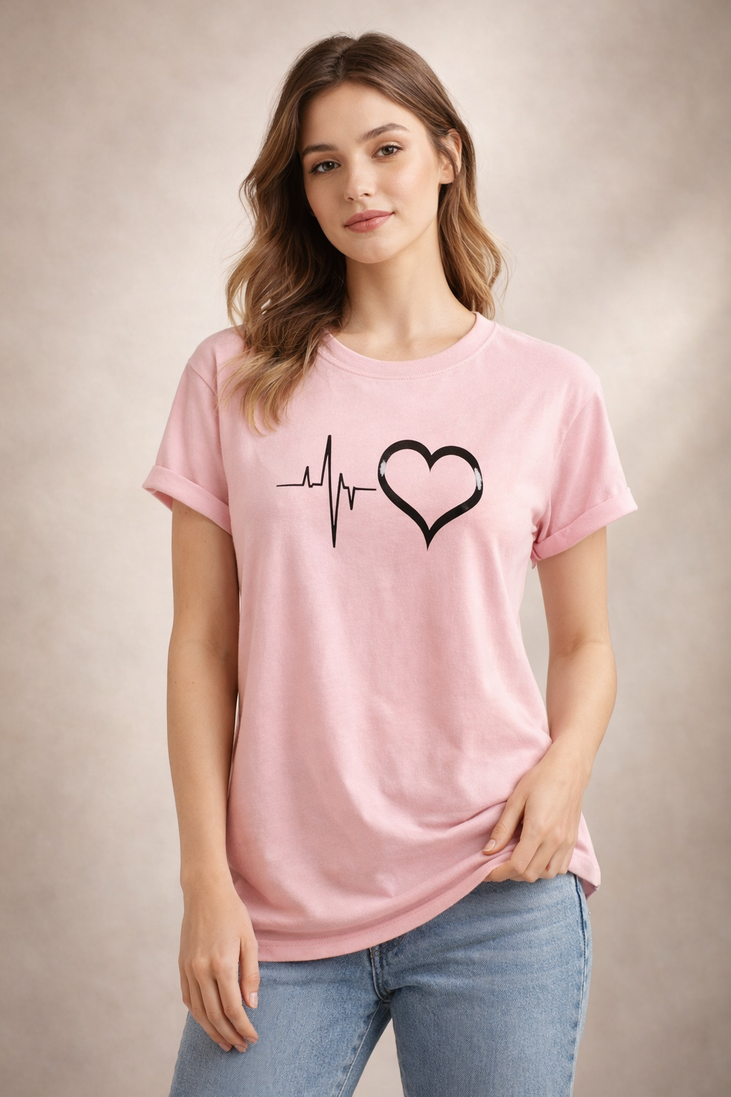 Heartbeat Love Baby Pink T-Shirt
