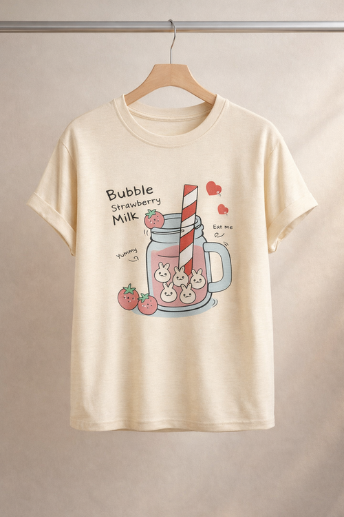 Bubble Strawberry Milk Cream T-Shirt