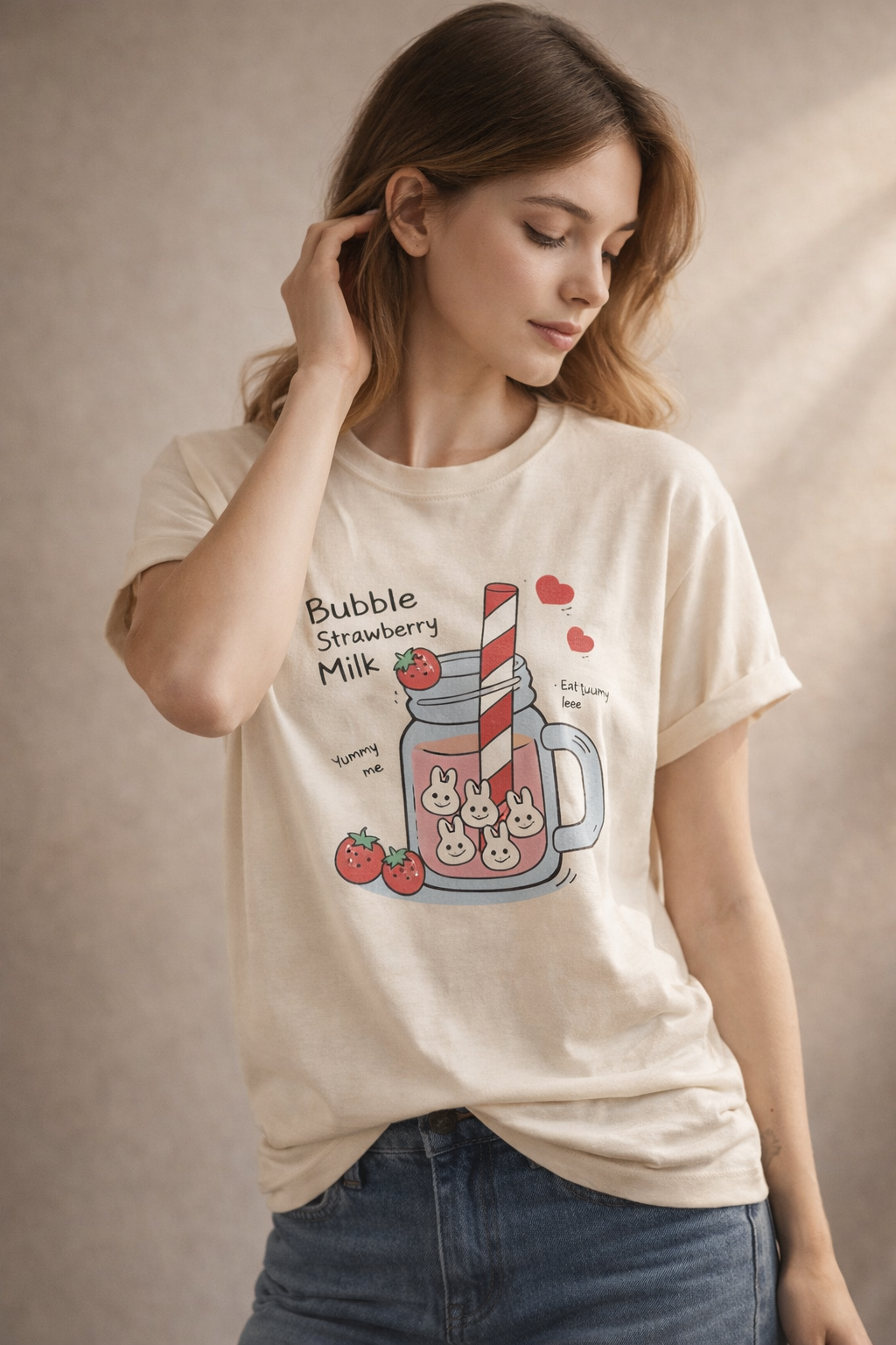 Bubble Strawberry Milk Cream T-Shirt