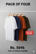 Pack of 4 Premium Drop Shoulder T-Shirts - Save Rs. 300 | Men's Oversized Tees
