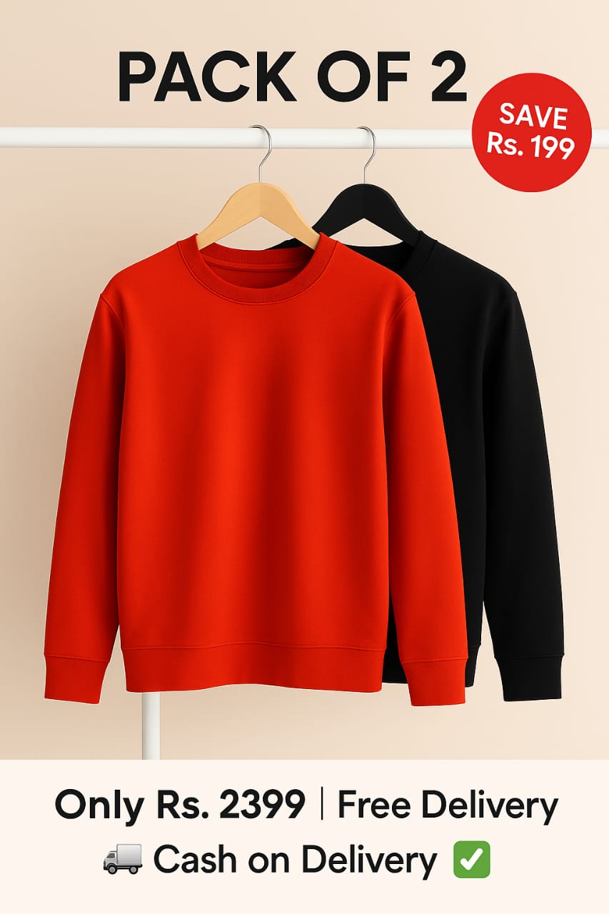 Pack of 2 Sweatshirt (Red + Black) – Rs. 2399
