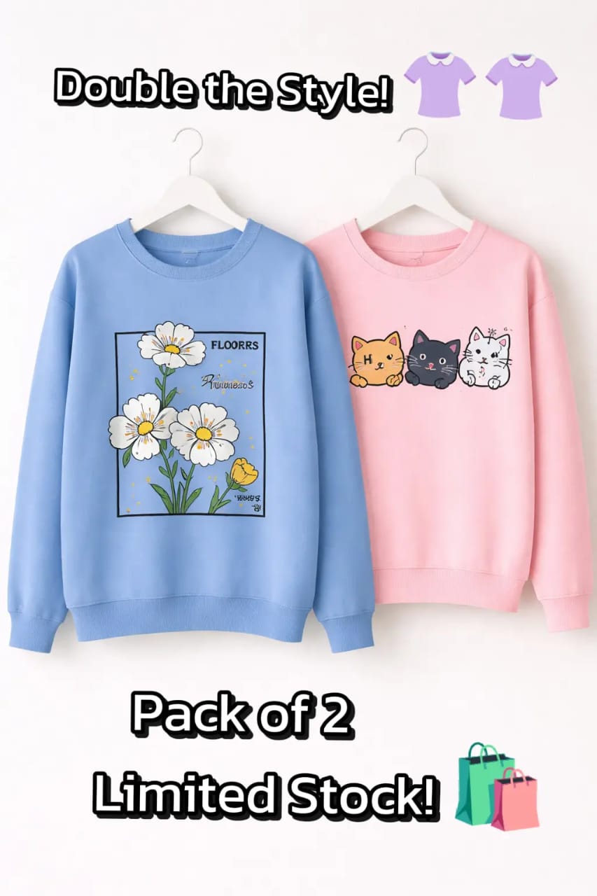 Girls Printed Sweatshirt Pack of 2