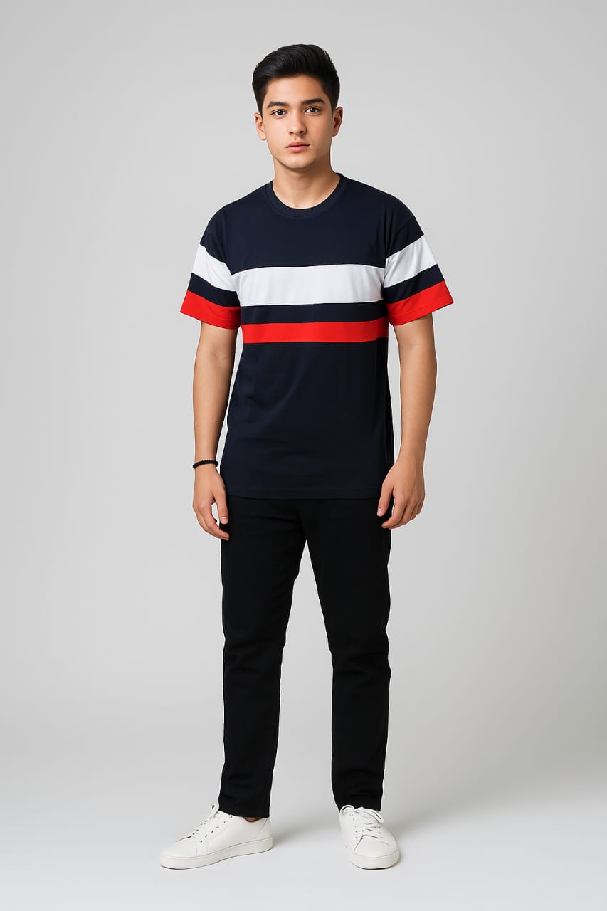 "Men's Color Block Crew Neck T-Shirt"