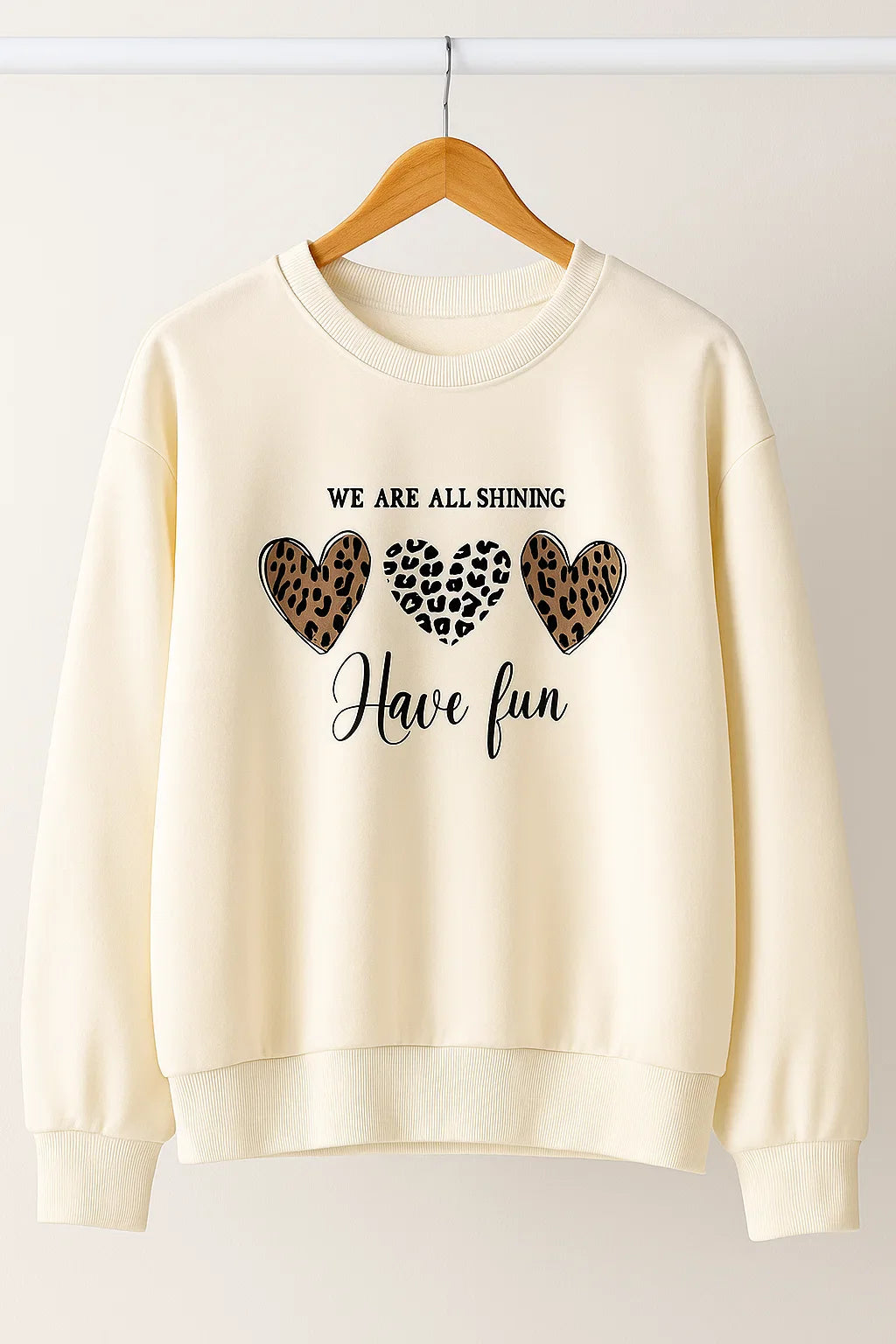 Cute Triple Cat Graphic Cream Sweatshirt